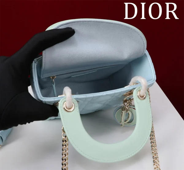 Dior Lady mini 淺藍羊皮斜挎包mini-M0505：圖片 6