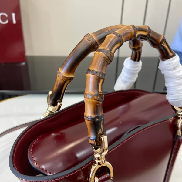 GUCCI Bamboo竹製開心果綠皮革手提包-805832：圖片 6