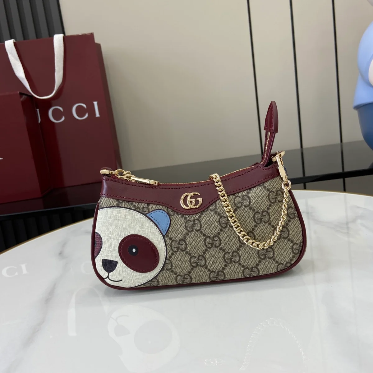 GUCCI GG Monogram紅棕貓頭鷹斜背包-818763 1 GUCCI GG Monogram紅棕貓頭鷹斜背包-818763