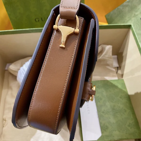 GUCCI 馬銜扣1955馬銜扣小號紅色皮革斜揹包-602204：圖片 6