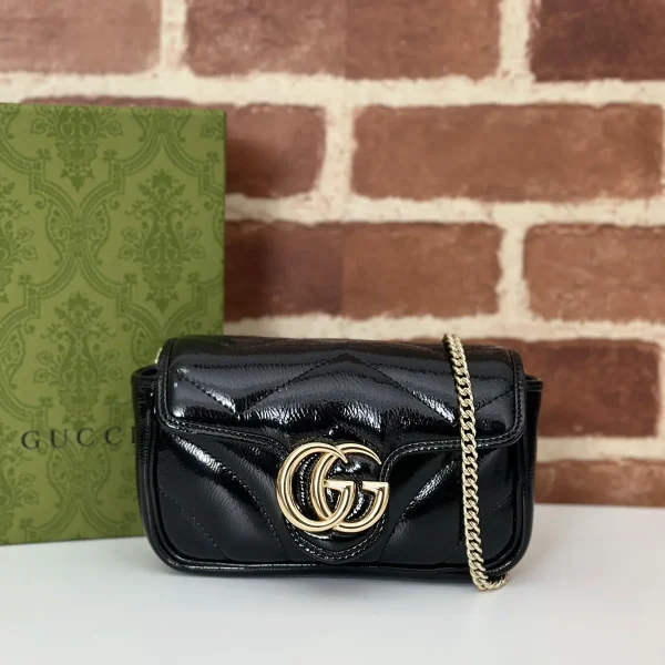 GUCCI Marmont灰色皮革超迷你包-476433：圖片 2
