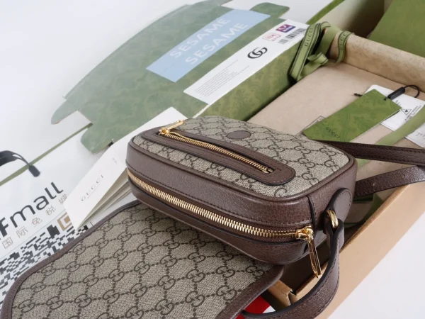 GUCCI Ophidia迷你藍米帆布斜背包-772239：圖片 8