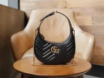 GUCCI GG Marmont黑色皮革斜挎包-699514：圖片 2