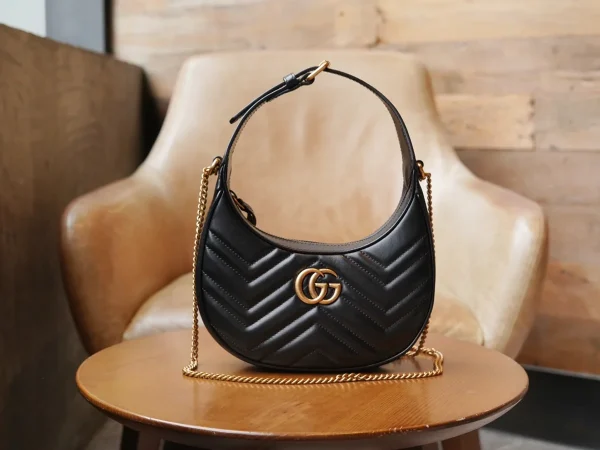 GUCCI GG Marmont黑色皮革斜挎包-699514：圖片 2