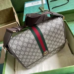 GUCCI Ophidia中米棕帆布郵差包-761741：圖片 7