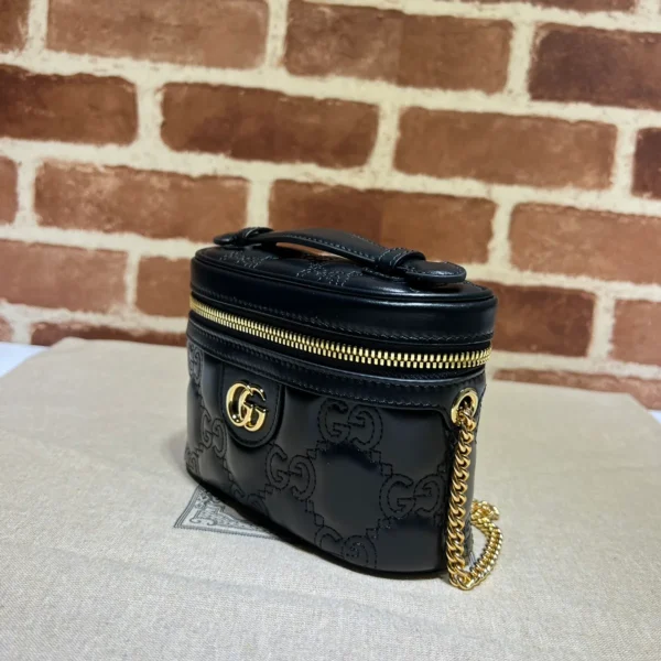 GUCCI GG Quilted黑色絎縫皮革手提包-723770：圖片 3