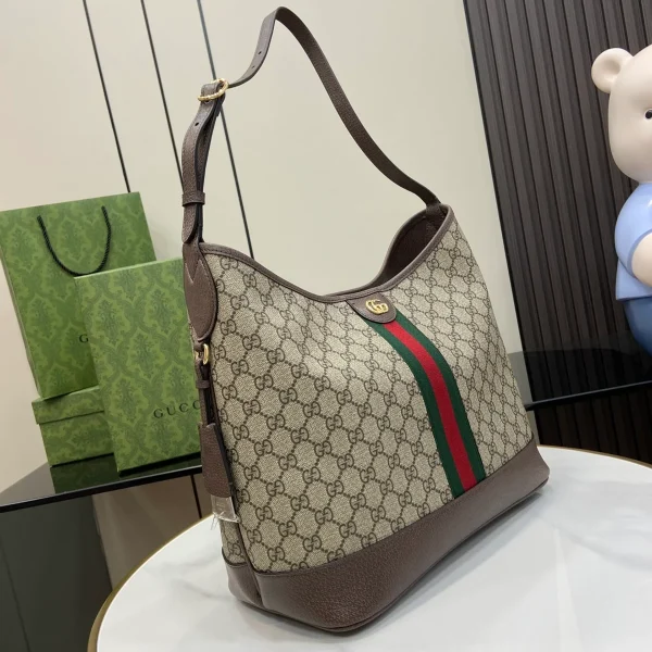 GUCCI Ophidia中號米棕帆布肩揹包-781392：圖片 3