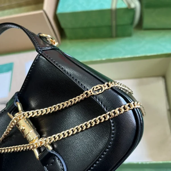 GUCCI Jackie 1961迷你黑色皮革斜揹包-760249：圖片 8