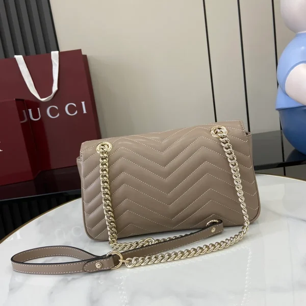 GUCCI GG Marmont小號紅色皮革肩揹包-443497：圖片 4