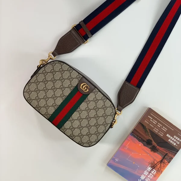 GUCCI Ophidia米棕帆布斜揹包-752591：圖片 5
