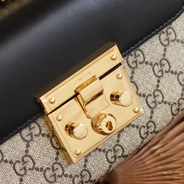 GUCCI GG Supreme小號米黑帆布斜背包-409487：圖片 10