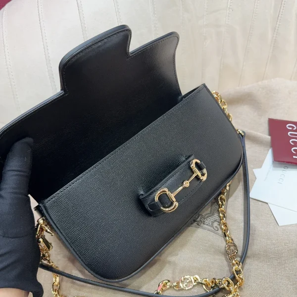 GUCCI Horsebit 1955小號米棕帆布斜揹包-735178：圖片 8