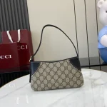 GUCCI GG Emblem超迷你米棕帆布肩背包-820696：圖片 2