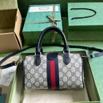 GUCCI GG Supreme迷你米藍帆布手挽包-772053：圖片 3