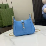 GUCCI Jackie Notte迷你天藍漆皮肩揹包-782889：圖片 2