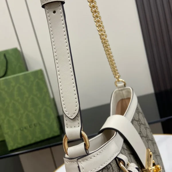 GUCCI GG Supreme中號米棕皮革斜揹包-795113：圖片 7