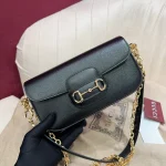GUCCI Horsebit 1955小號米棕帆布斜揹包-735178：圖片 3