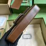 GUCCI GG Horsebit迷你米棕帆布斜挎包-752002：圖片 4
