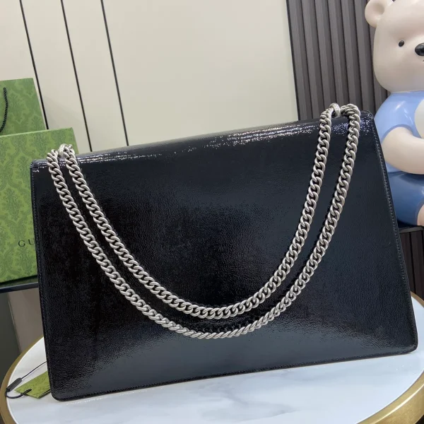 GUCCI Dionysus大號黑色漆皮肩揹包-795003：圖片 4