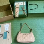 GUCCI GG Quilted中號粉米皮革斜背包-735049：圖片 10