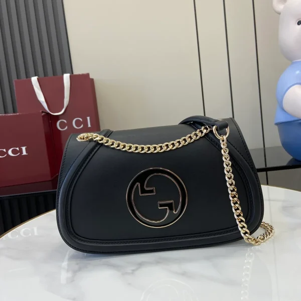 GUCCI Gucci Blondie小號黑色皮革斜揹包-815715：圖片 2