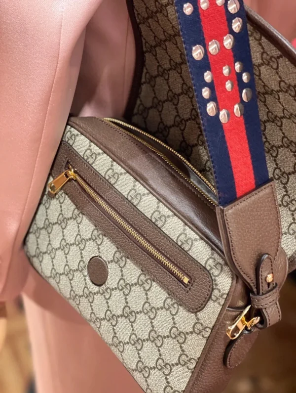 GUCCI Ophidia藍帆布斜挎包-722117：圖片 3
