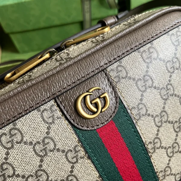 GUCCI Ophidia米棕帆布斜揹包-739392：圖片 6