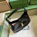 GUCCI Jackie 1961迷你黑色皮革斜揹包-760249：圖片 7