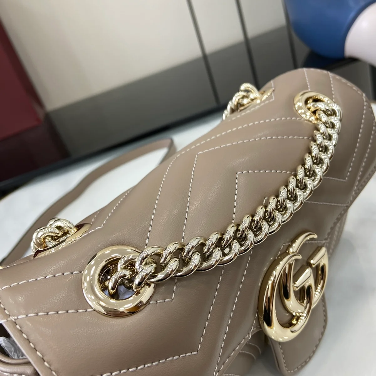 GUCCI GG Marmont迷你黑色皮革斜揹包-446744 6 GUCCI GG Marmont迷你黑色皮革斜揹包-446744
