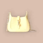 GUCCI Jackie Notte淺黃漆皮肩揹包-782889