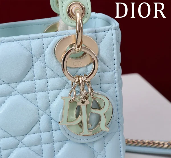 Dior Lady mini 淺藍羊皮斜挎包mini-M0505：圖片 8