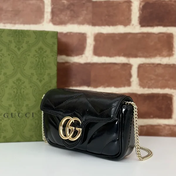 GUCCI Marmont灰色皮革超迷你包-476433：圖片 3