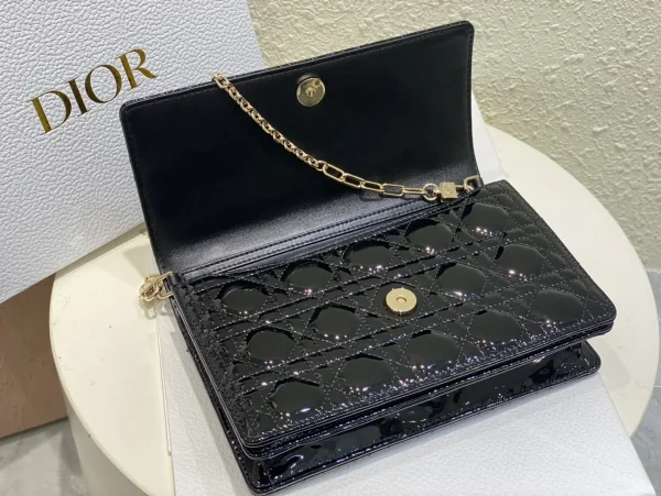 Dior Top 黑色漆皮斜挎包小號PM-M0997：圖片 8