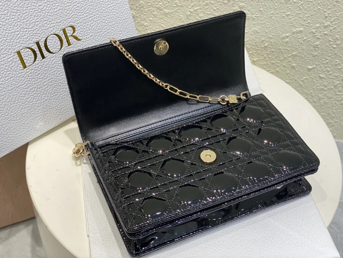 Dior Top 黑色漆皮斜挎包小號PM-M0997 8 Dior Top 黑色漆皮斜挎包小號PM-M0997