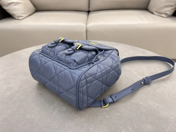 Dior Caro 藍色羊皮背包中號MM：圖片 6
