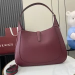 GUCCI Jackie大紅色皮革肩揹包-813650：圖片 4