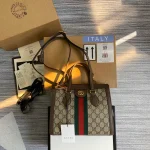 GUCCI Ophidia米棕帆布手挽包-547551：圖片 2