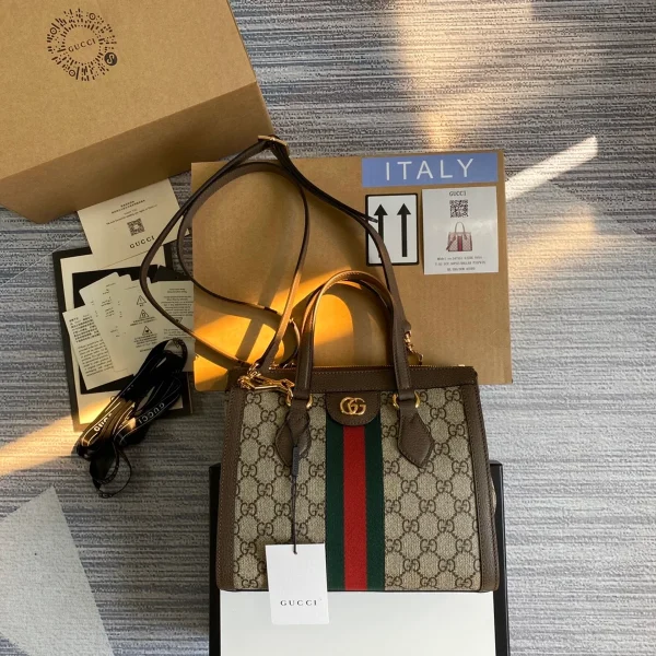 GUCCI Ophidia米棕帆布手挽包-547551：圖片 2