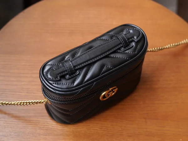GUCCI GG Marmont黑色皮革手挽包-699515：圖片 10