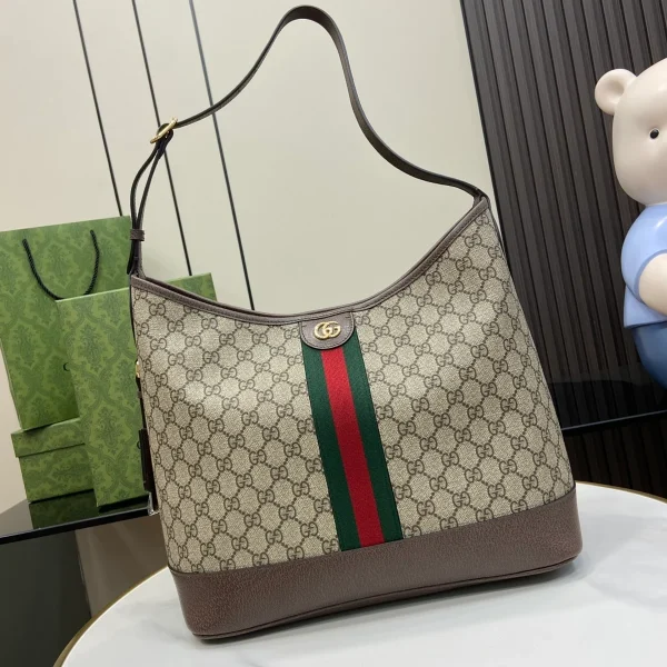 GUCCI Ophidia中號米棕帆布肩揹包-781392：圖片 2