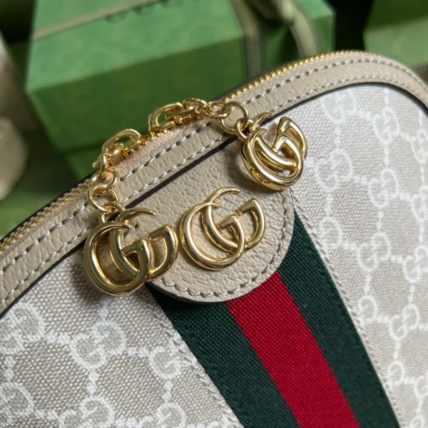GUCCI GG Supreme小號米棕帆布斜揹包-499621：圖片 6
