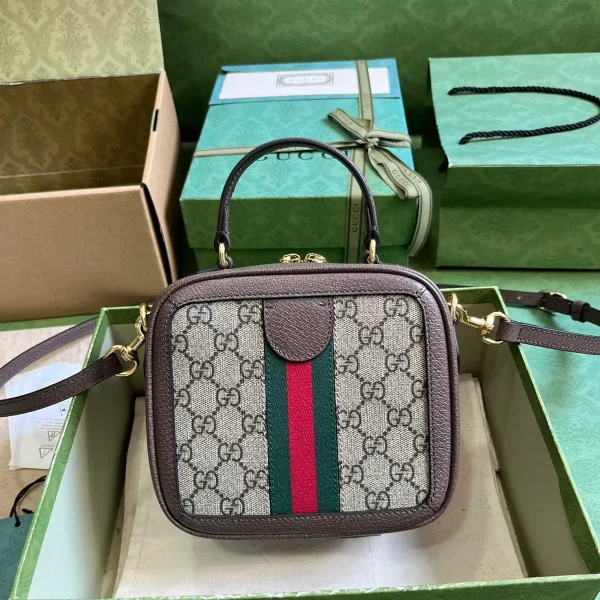 GUCCI Ophidia米棕帆布迷你斜揹包-772157：圖片 3