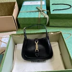 GUCCI Jackie 1961迷你黑色皮革斜揹包-760249：圖片 2