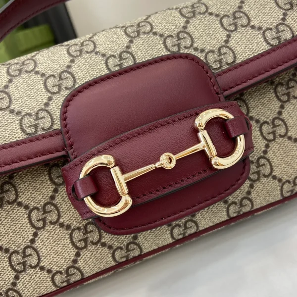 GUCCI Horsebit 1955小號紅柔皮手挽包-815206：圖片 6