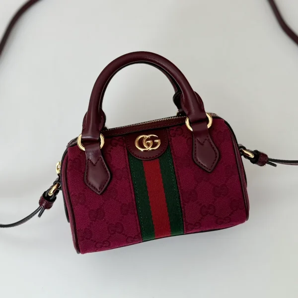 GUCCI Ophidia迷你米棕帆布斜背包-781490：圖片 6