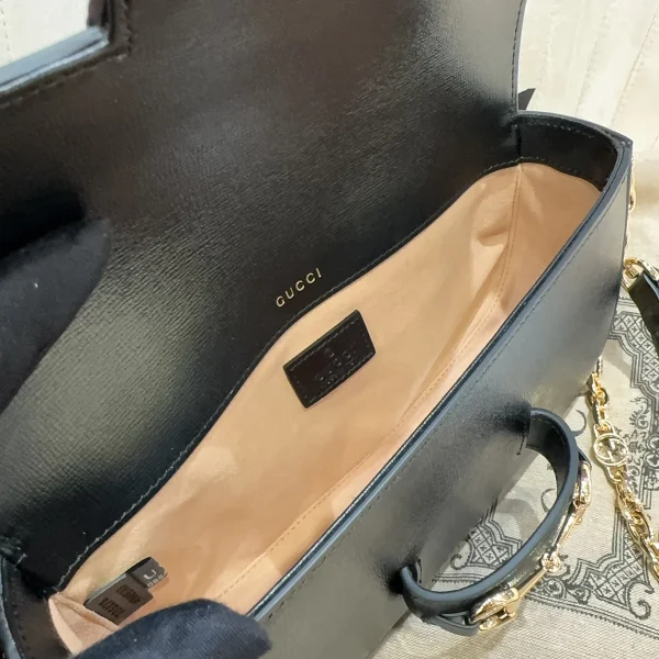 GUCCI Horsebit 1955小號米棕帆布斜揹包-735178：圖片 9