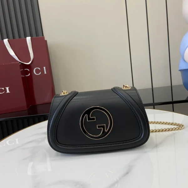 GUCCI Blondie黑色皮革肩揹包-815711：圖片 2