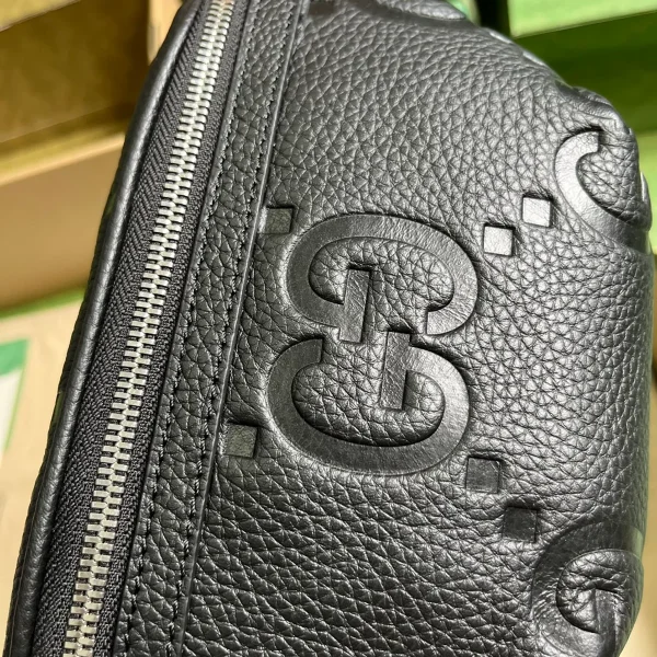 GUCCI Jumbo GG小號黑色皮革斜揹包-658582：圖片 6