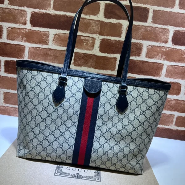 GUCCI Ophidia中號米棕帆布托特包-631685：圖片 4