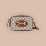 GUCCI Horsebit 1955小號白色皮革肩揹包-760196